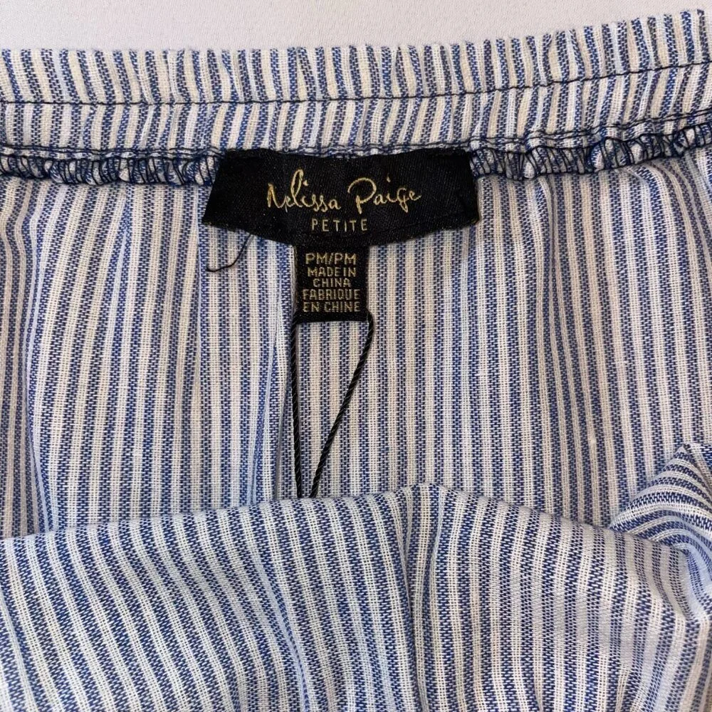 Melissa Paige Women's Skirt Blue and White with Embroidered Flower Size Petite M